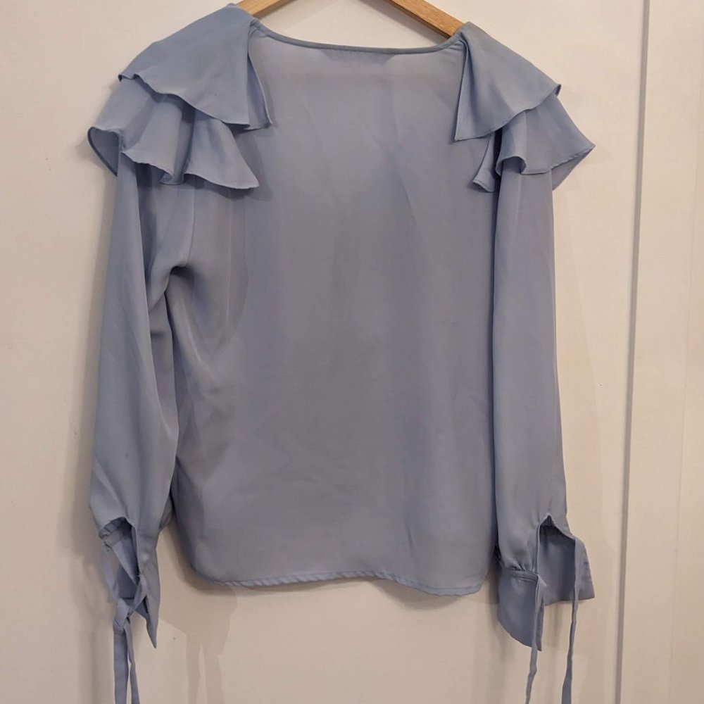 Zara Blue Chiffon Blouse Flowy - Picture 7 of 7
